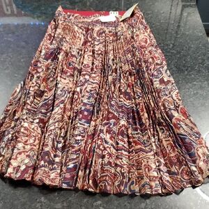 Haute Hippie Paisley Skirt - Red/Blue/Tan Sparkling Paisley Pattern Lined In Red